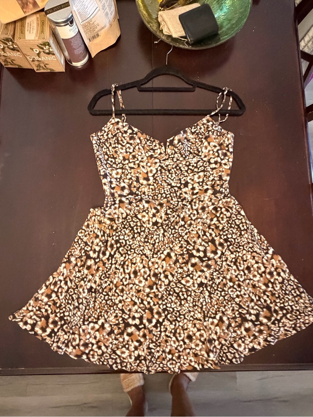 Blue Life Animal Print Bustier Mini Dress – Size M – Leopard Fit & Flare